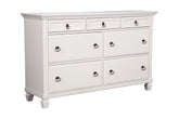 62" White Solid Wood Seven Drawer Double Dresser